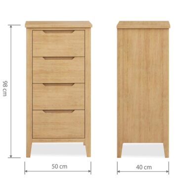 Aruba Oak 4 Drawer Tall Chest