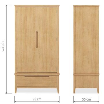 Aruba Oak Double Wardrobe With Drawer
