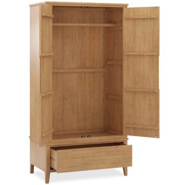 Aruba Oak Double Wardrobe With Drawer