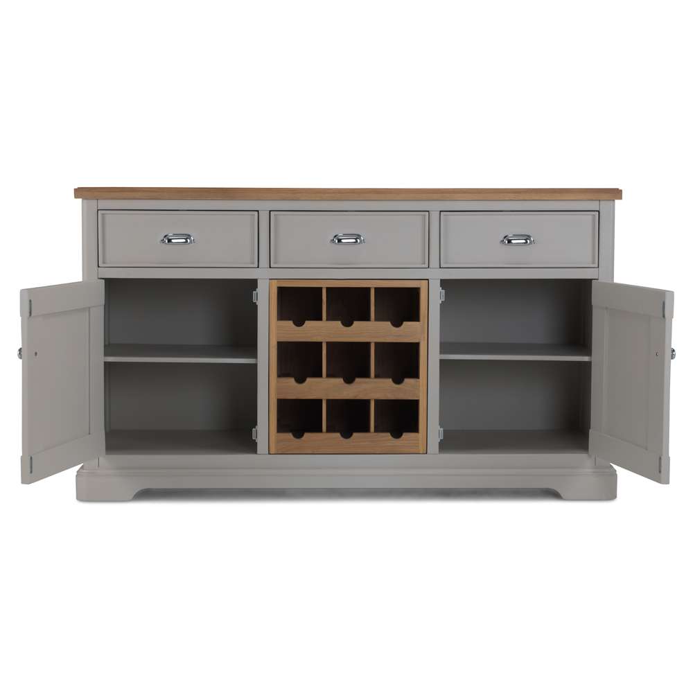 Carrara Large Sideboard With Wine Rack Oak World