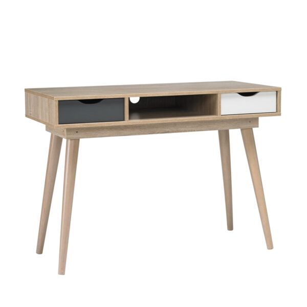 Canada Desk | Oak | Grey And White Drawers | Self Assembly