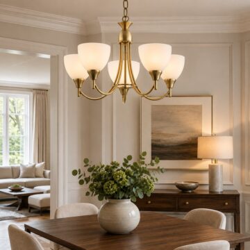 Alton 5 Pendant Light  Antique Brass
