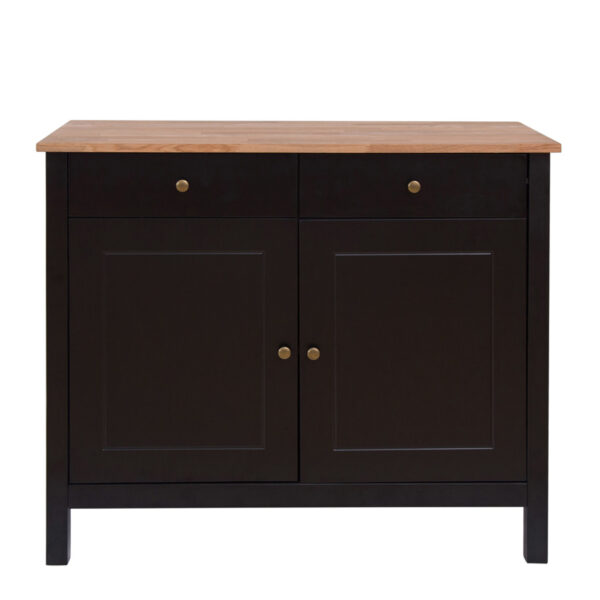 Wanstead Sideboard 2 Doors & 2 Drawers | Black Frame | Oiled Wood | Self Assembly