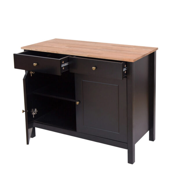 Wanstead Sideboard 2 Doors & 2 Drawers | Black Frame | Oiled Wood | Self Assembly