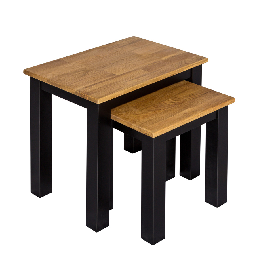 Wanstead Nest of Tables Black Frame Oiled Wood Self Assembly