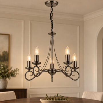 Trafford 5 Pendant Light | Antique Silver