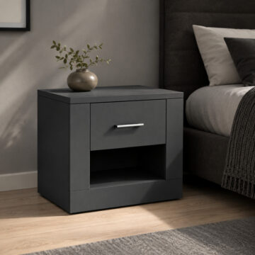 Rotterdam Matt Grey 1 Drawer Bedside Cabinet