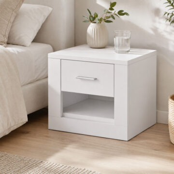 Rotterdam Matt White 1 Drawer Bedside Cabinet