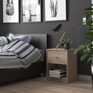 Elegance 1 Drawer Bedside Table | Oak Finish