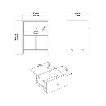 Elegance 1 Drawer Bedside Table | Oak Finish