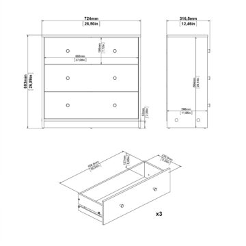 Elegance 3 Drawer Chest | Jackson Hickory Oak
