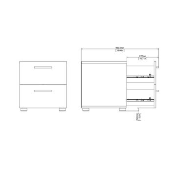 Rossi 2 Drawer Bedside | Oak Finish