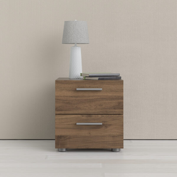 Rossi Bedside 2 Drawers in Walnut | Self Assembly