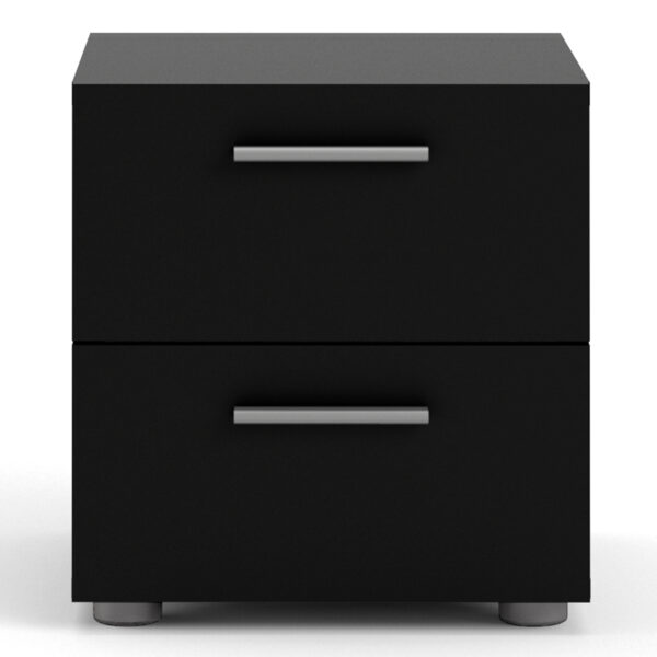 Rossi Bedside 2 Drawers in Black | Self Assembly