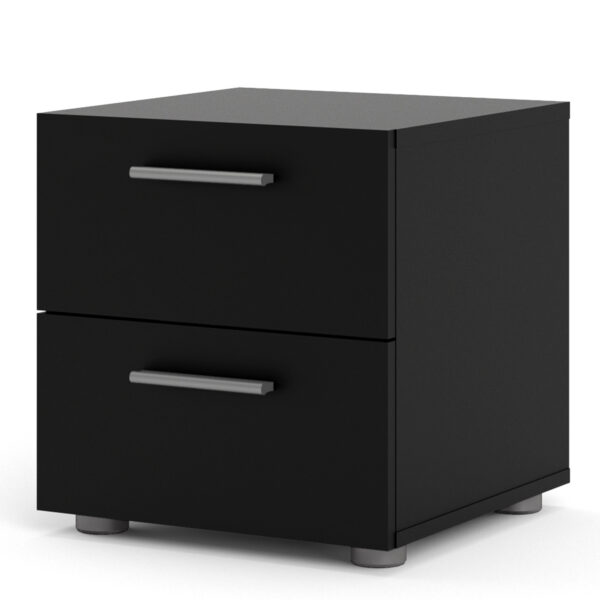 Rossi Bedside 2 Drawers in Black | Self Assembly
