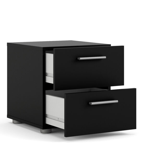 Rossi Bedside 2 Drawers in Black | Self Assembly