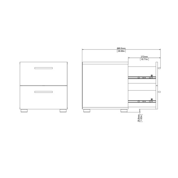 Rossi Bedside 2 Drawers in Black | Self Assembly