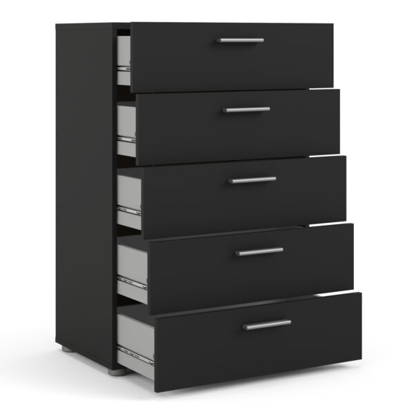 Rossi Chest of 5 Drawers in Black | Self Assembly