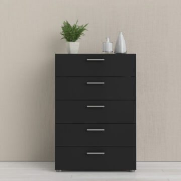 Rossi Chest of 5 Drawers in Black | Self Assembly