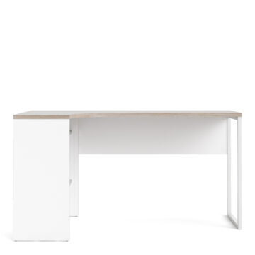 Ajax Plus Corner Desk 2 Drawers in White and Truffle Oak