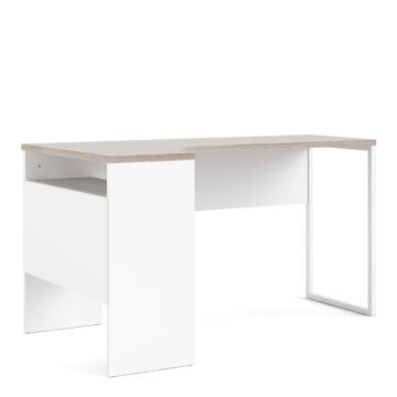 Ajax Plus Corner Desk 2 Drawers in White and Truffle Oak