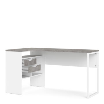 Ajax Plus White 2 Drawer Corner Desk | Grey Top