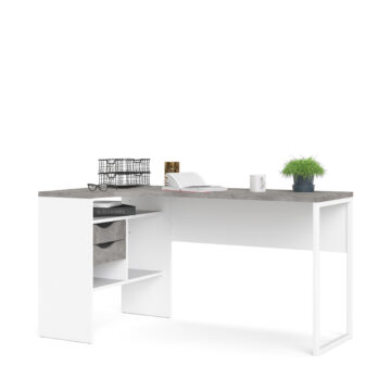 Ajax Plus White 2 Drawer Corner Desk | Grey Top