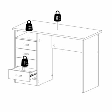 Ajax Plus White 4 Drawer Desk