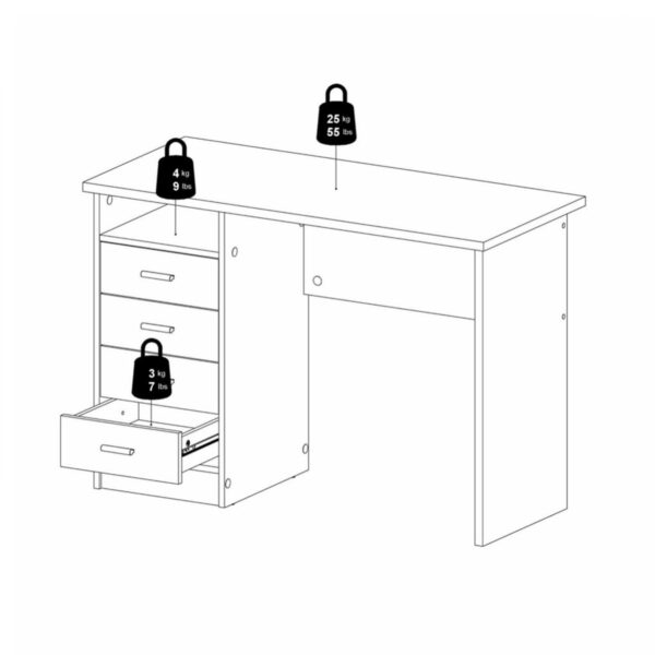 Ajax Plus 4 Drawer Desk in Oak | Self Assembly