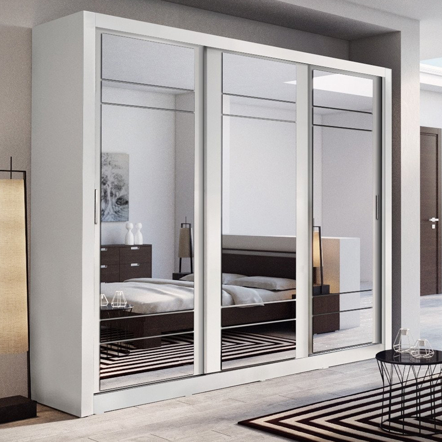 Durango 250cm Sliding Door Wardrobe Matt White Oak World