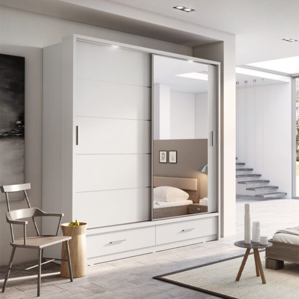 Durango 200cm  Sliding Door Wardrobe | Matt White