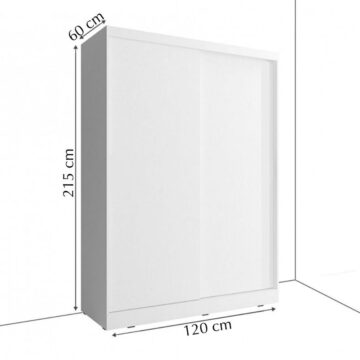 Durango 120cm Sliding Door Wardrobe | Matt White
