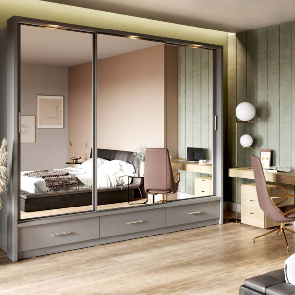 Durango 250cm Sliding Door Wardrobe | Matt Grey