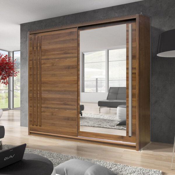 Bucharest 200cm  Sliding Door Wardrobe | Columbian Walnut