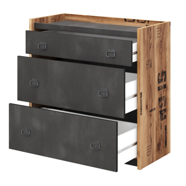 Prague Chest of Drawers | Canyon Alpine Spruce | Raw Steel Grey