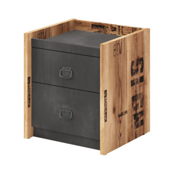 Prague Bedside Cabinet | Canyon Alpine Spruce | Raw Steel Grey
