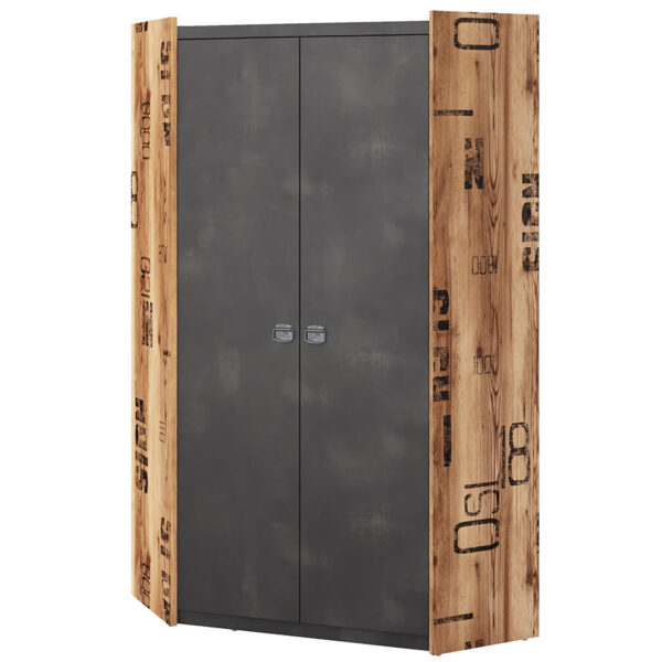 Prague Corner Wardrobe | Canyon Alpine Spruce | Raw Steel Grey