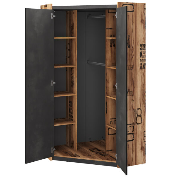 Prague Corner Wardrobe | Canyon Alpine Spruce | Raw Steel Grey