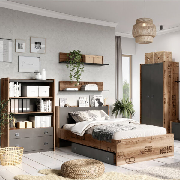 Prague Chest of Drawers | Canyon Alpine Spruce | Raw Steel Grey