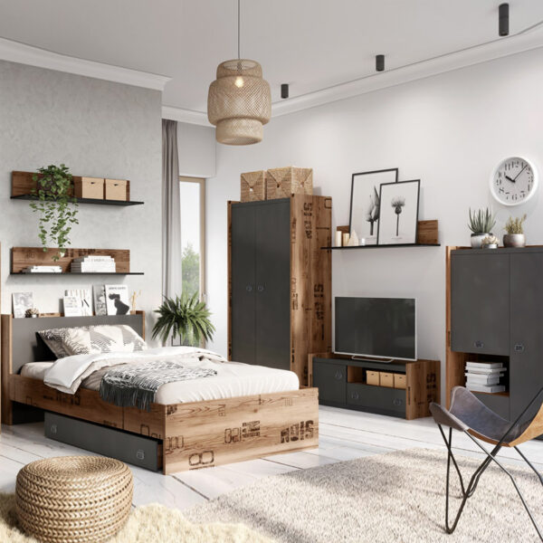 Prague Chest of Drawers | Canyon Alpine Spruce | Raw Steel Grey