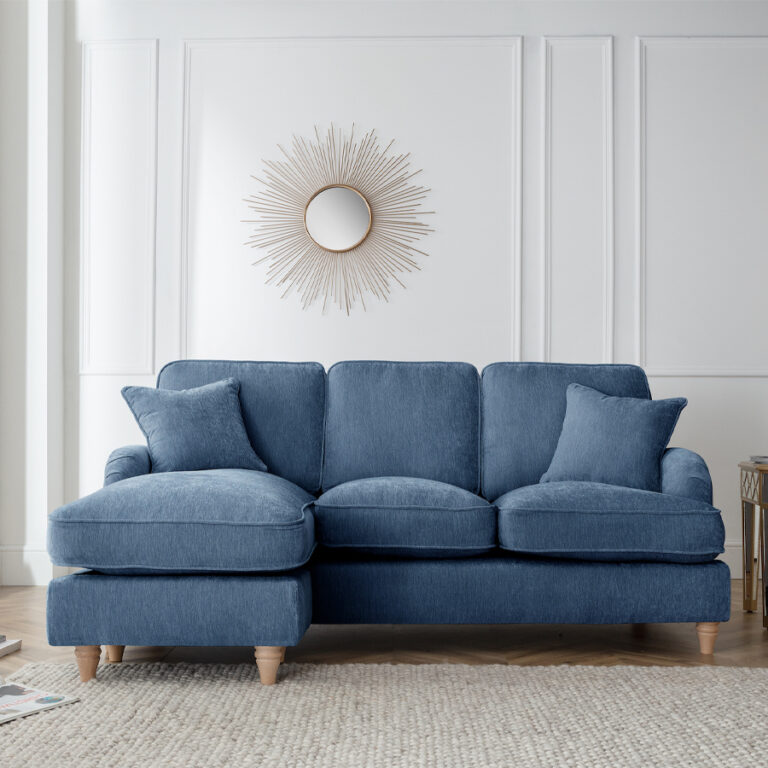 Nottinghill Navy Left Hand Chaise Sofa Oak World