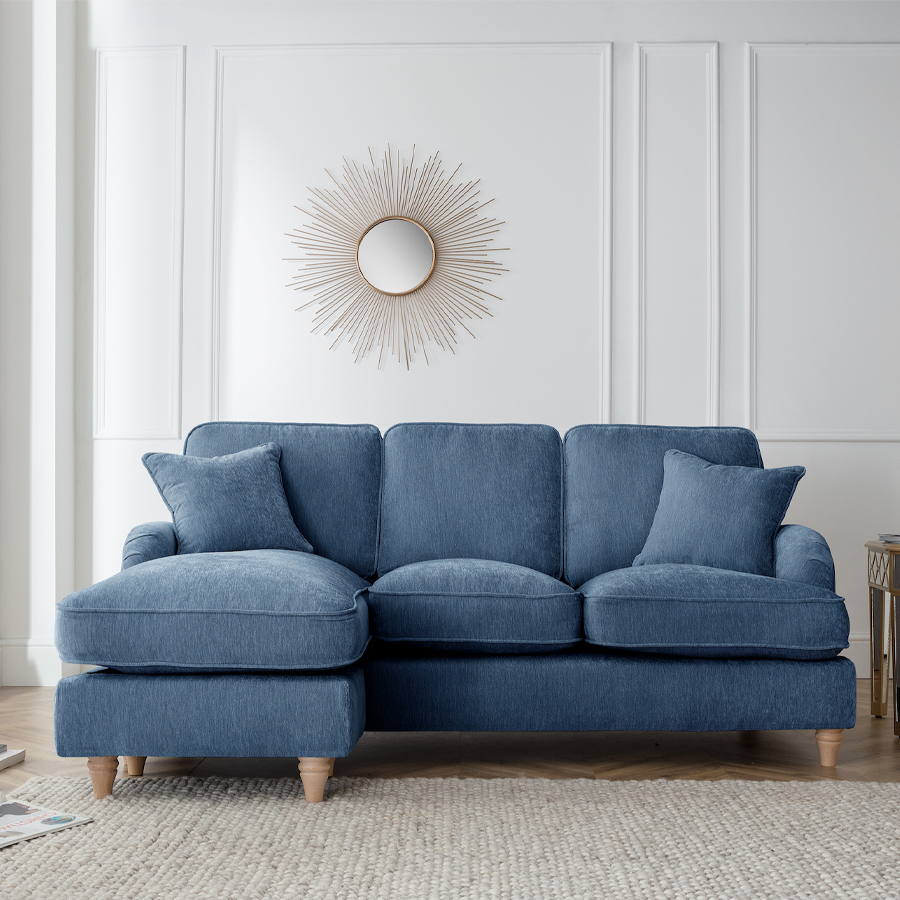 Nottinghill Navy Left Hand Chaise Sofa Oak World