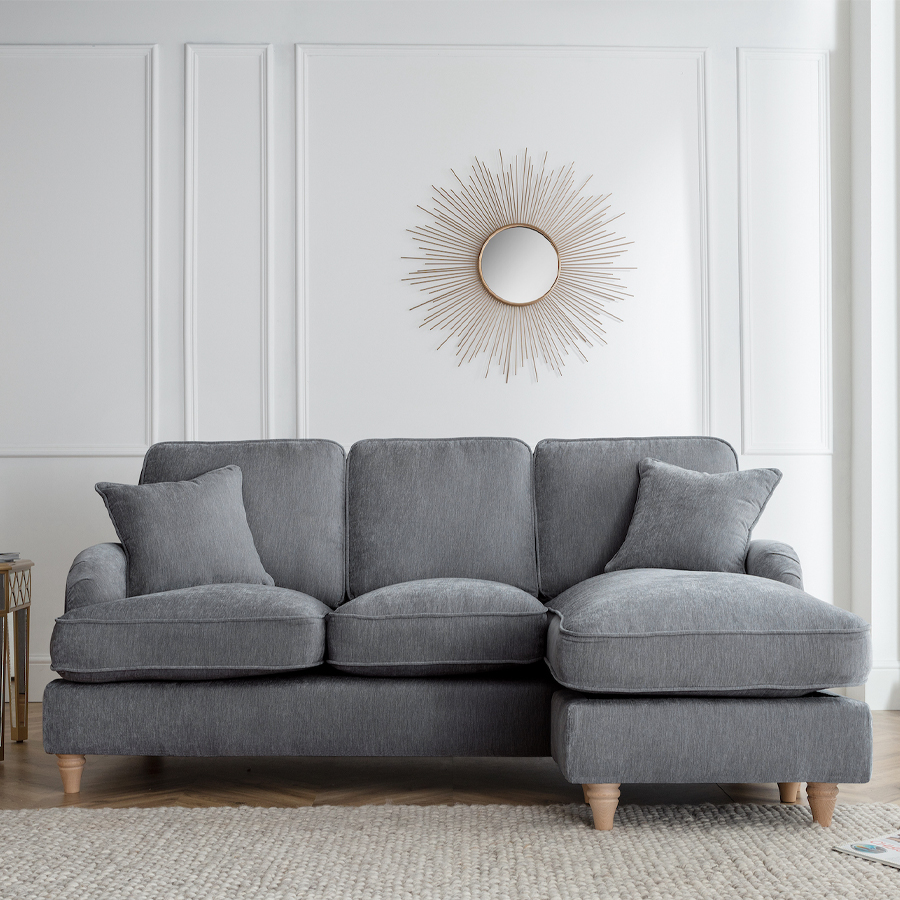 Nottinghill Charcoal Right Hand Chaise Sofa Oak World