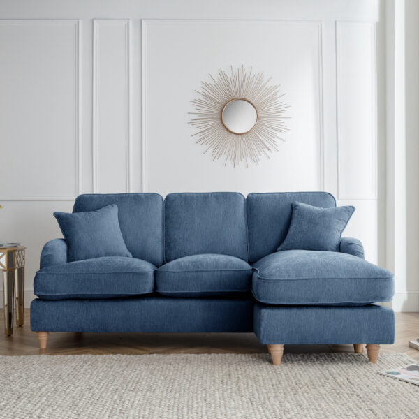 Nottinghill Navy Left Hand Chaise Sofa Oak World