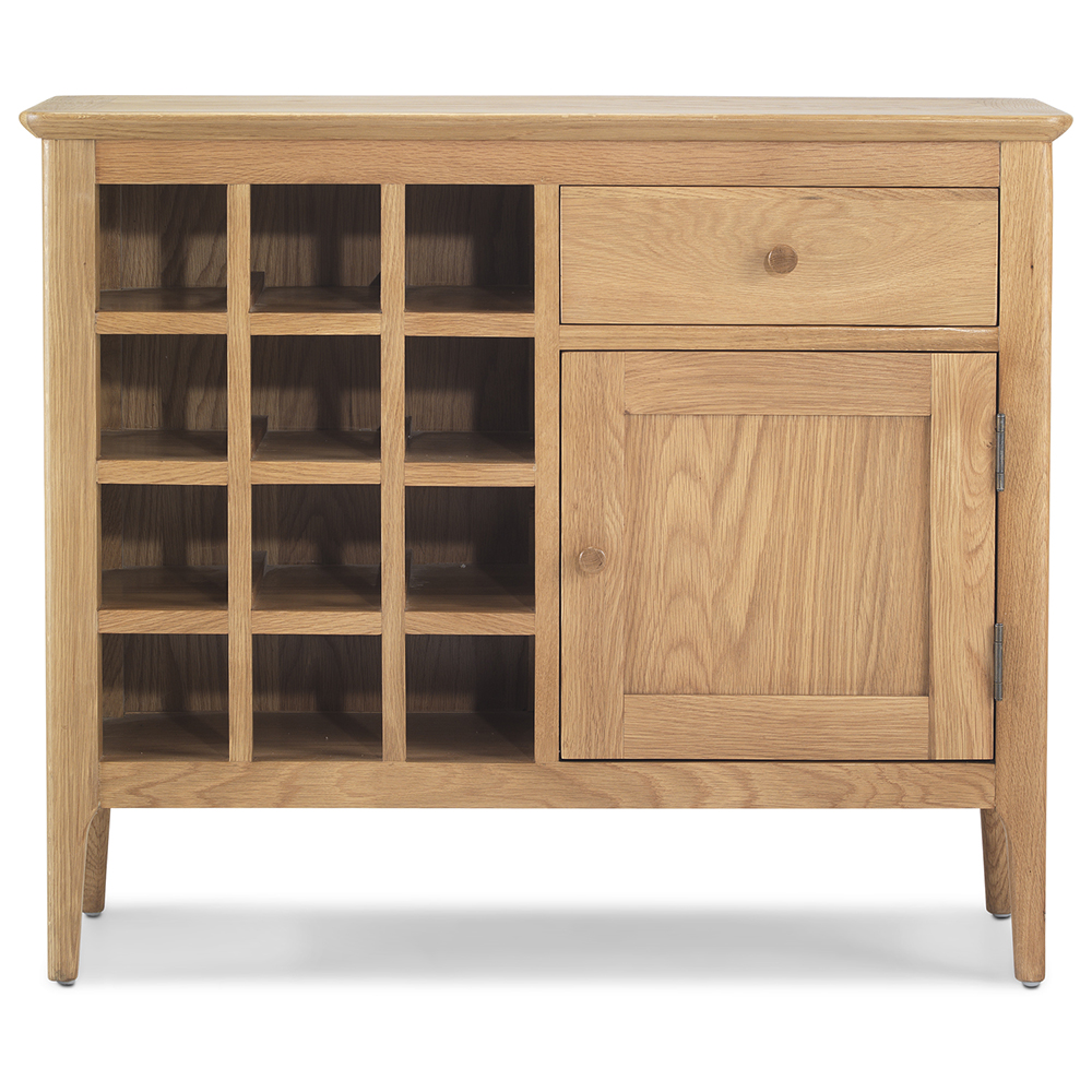 Modica Oak Sideboard With Wine Rack Oak World