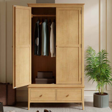 Sardinia Oak Double Wardrobe With 2 Drawers