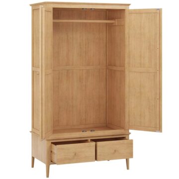 Sardinia Oak Double Wardrobe with Drawers