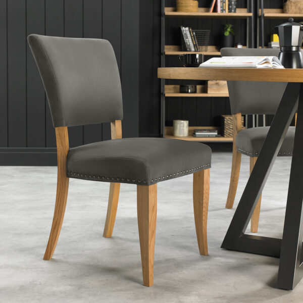 Calgary Upholstered Dining Chair | Dark Grey | Pair