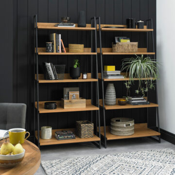 Calgary Oak Open Display Unit | Black Frame