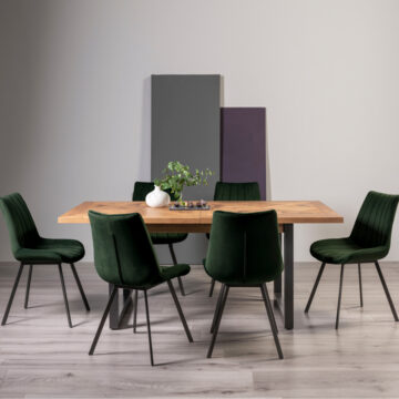 Casa Harrow Table & 4 Peacock Velvet Chairs Dining Set